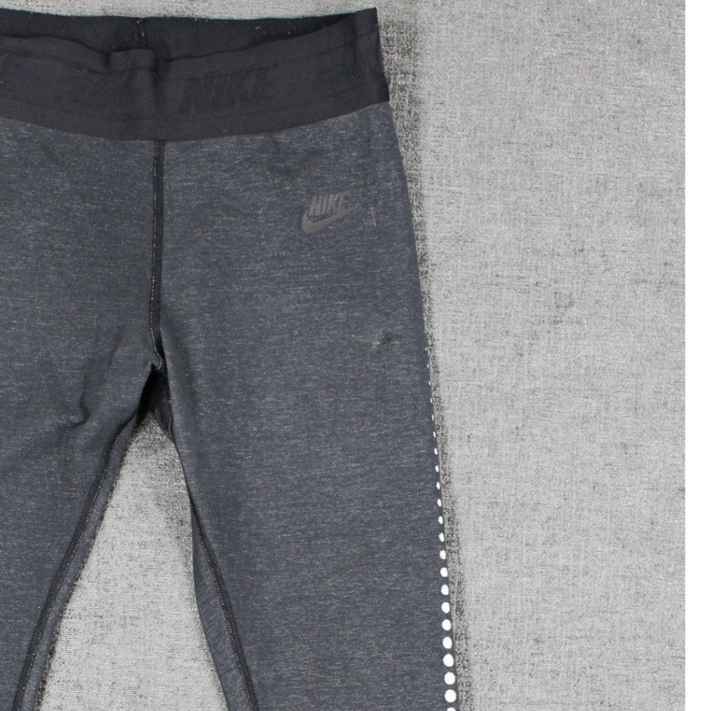 Nike Womens Heather Gray Perforated Side Dot Leggings Stirrup Cut Out Small